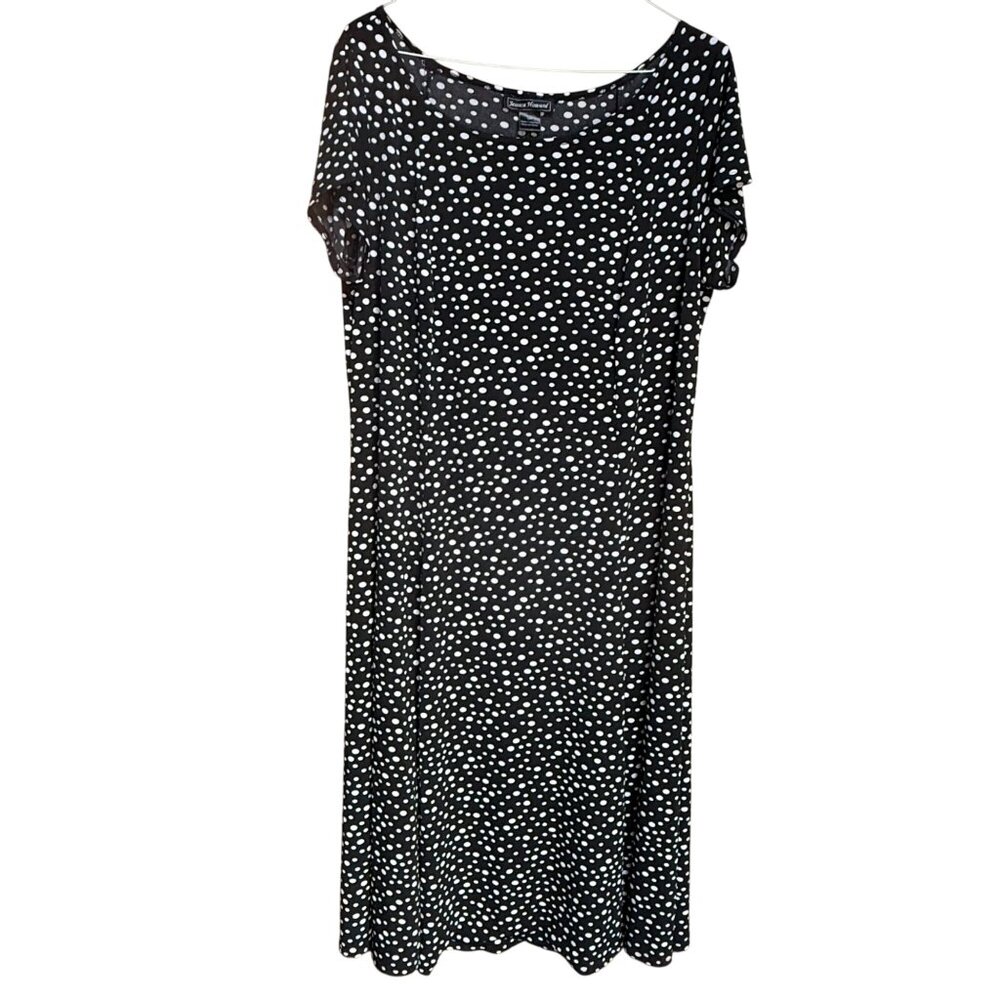 Jessica Howard Dress 18Wβ Trapeze Black White Polka Dot Stretch Classic Capsule